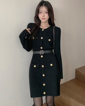 With belt temperament knitted sweater chanelstyle fashion T-back