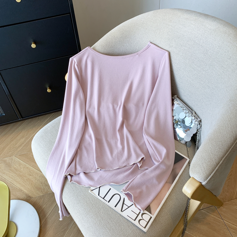 All-match Pseudo-two tops long sleeve T-shirt for women