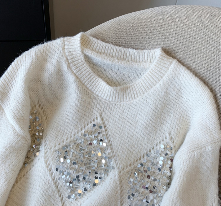 Lazy wool loose sequins autumn and winter sweater for women