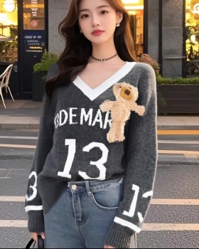 Pullover loose sweater mixed colors shirts for women