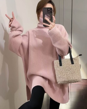 Lazy pink thick sweater bottoming long tops for women