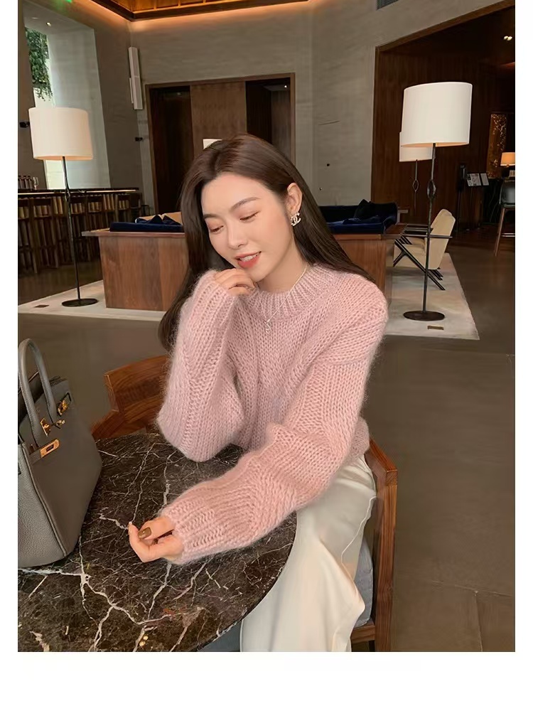 Autumn and winter pink show young sweet sweater for women