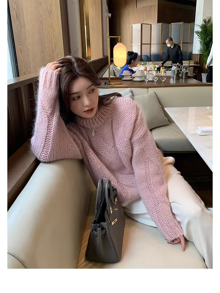 Autumn and winter pink show young sweet sweater for women