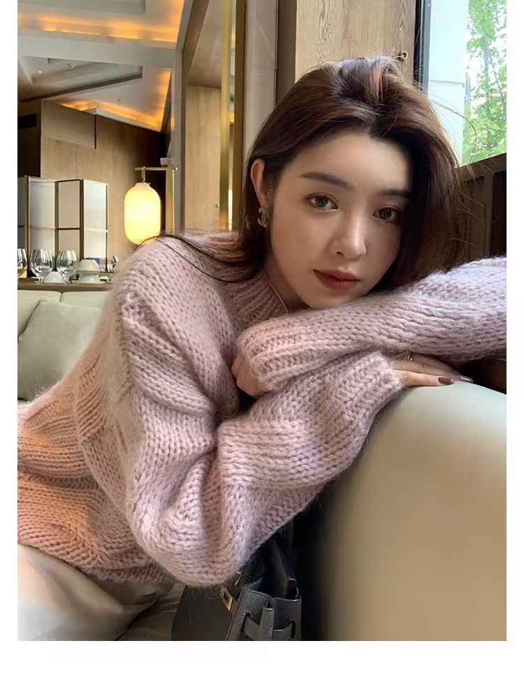 Autumn and winter pink show young sweet sweater for women