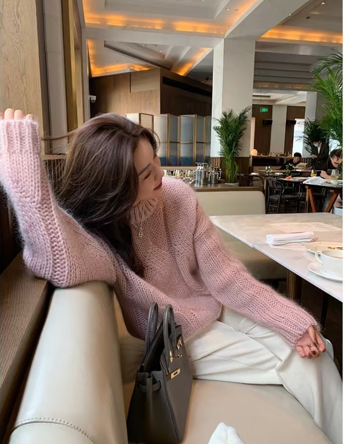 Autumn and winter pink show young sweet sweater for women