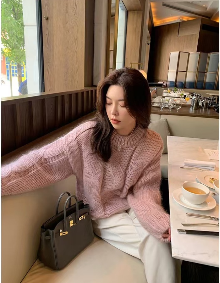 Autumn and winter pink show young sweet sweater for women