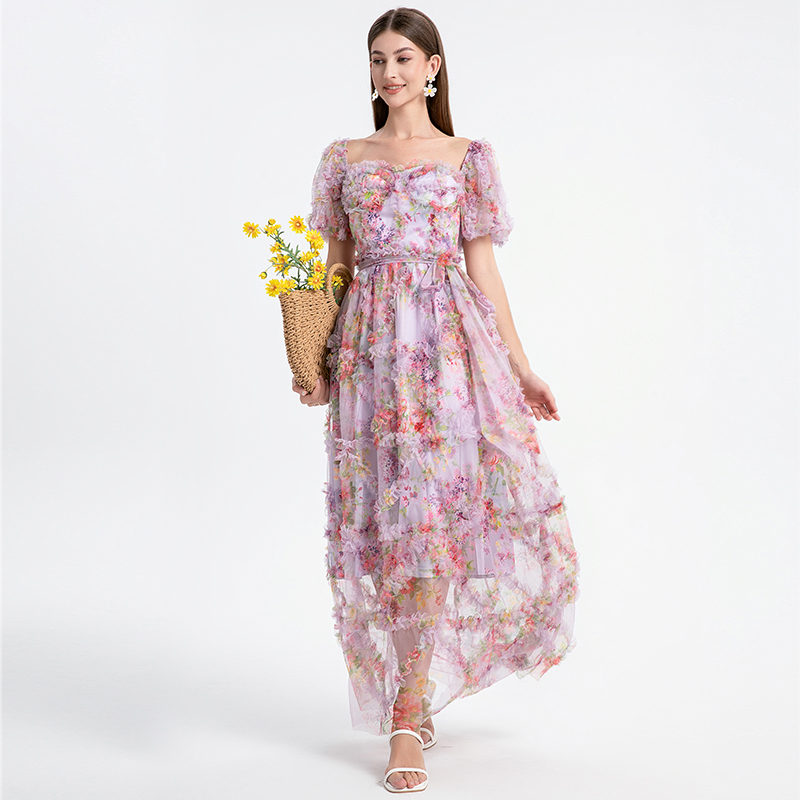 Cake violet court style France style cinch dress