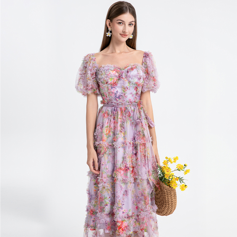 Cake violet court style France style cinch dress