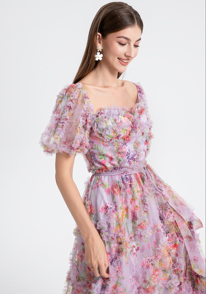 Cake violet court style France style cinch dress