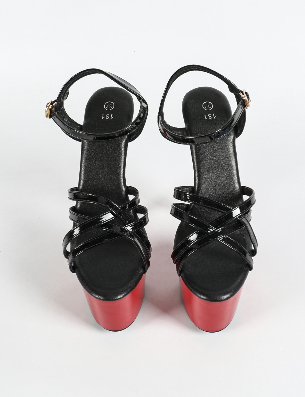 Very high fine-root high-heeled shoes black platform