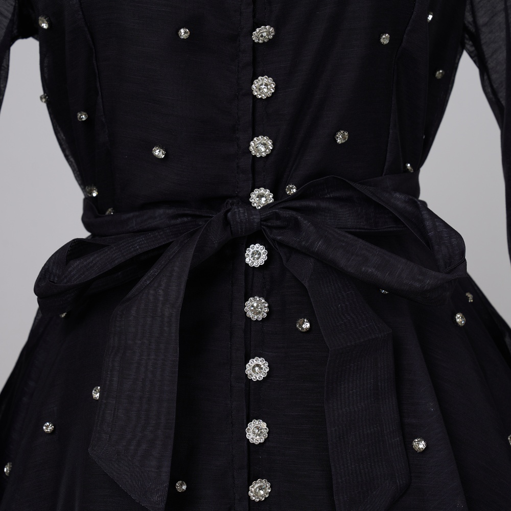 Luxurious cstand collar British style dress