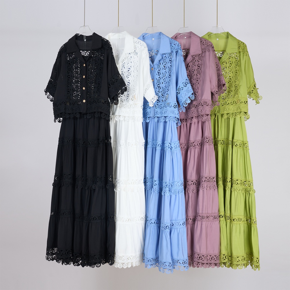 Court style long skirt short shirt a set for women