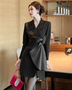 Bow temperament business suit autumn and winter dress