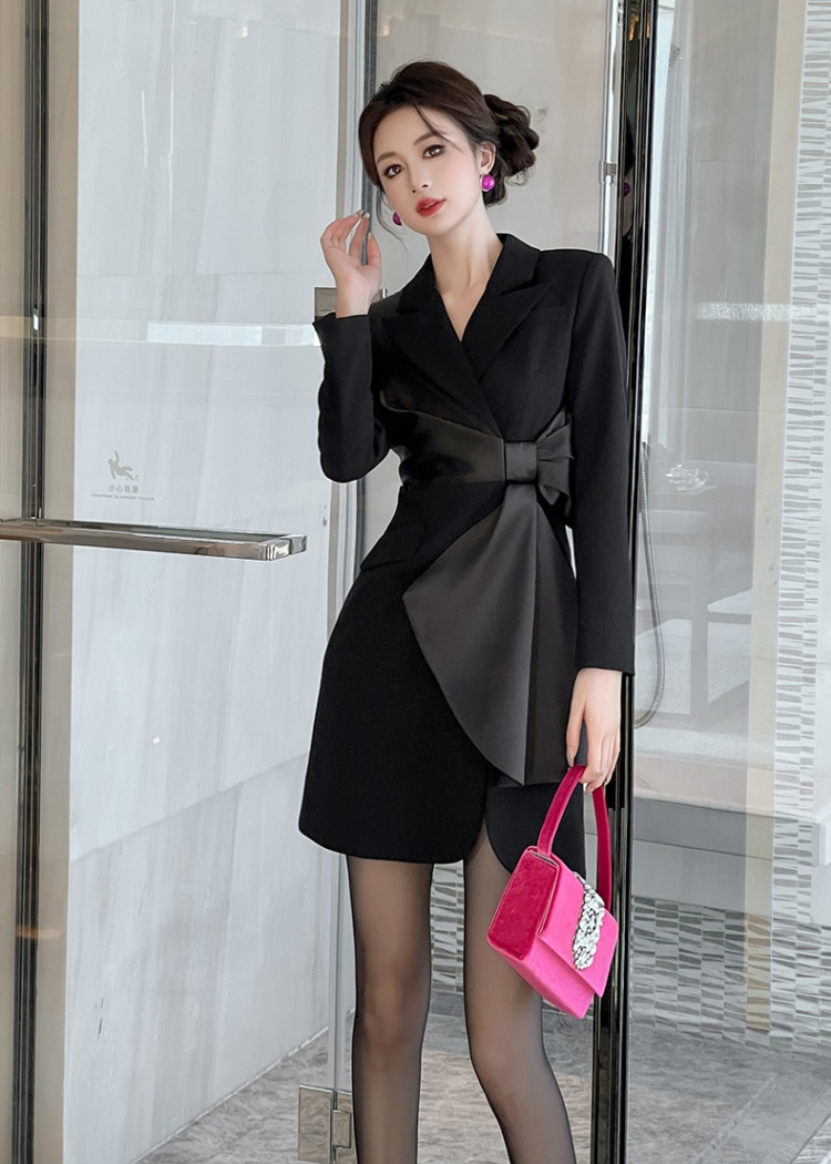 Bow temperament business suit autumn and winter dress