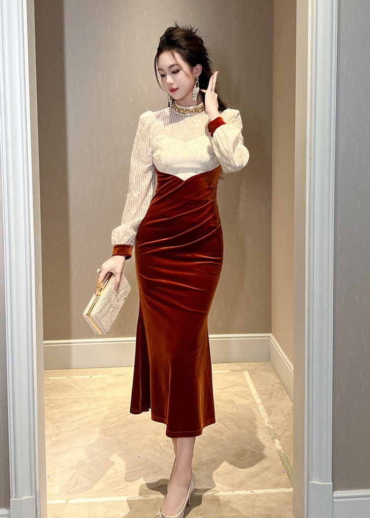 Temperament ladies mermaid autumn and winter dress