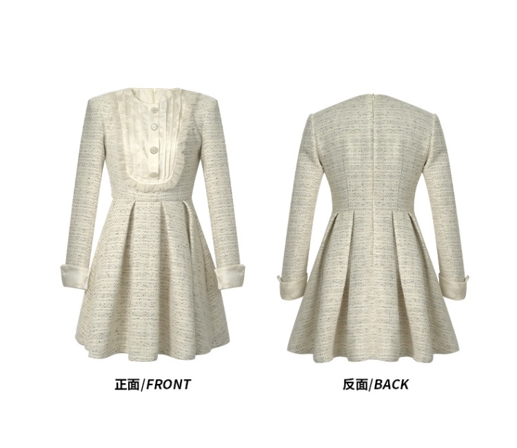 Pinched waist autumn and winter fold dress for women