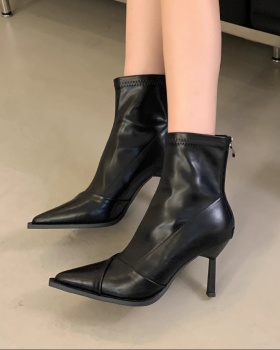 Temperament fashionable small short boots pointed fine-root boots