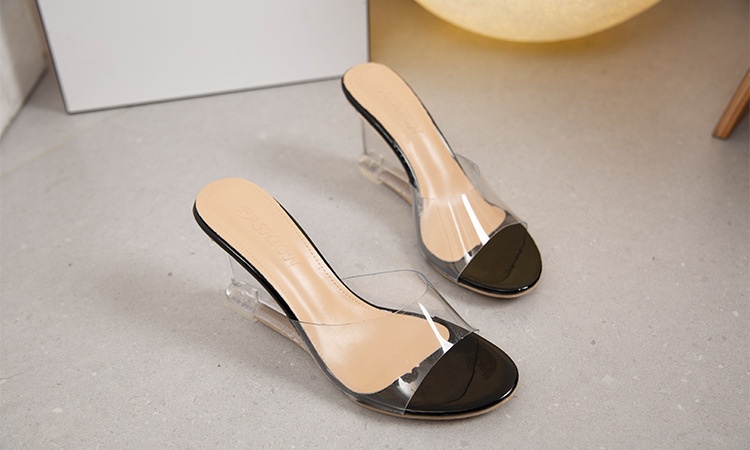 High-heeled transparent shoes summer slippers for women