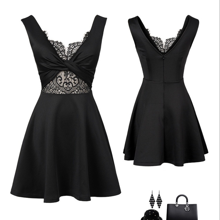 Show chest nightclub sleeveless banquet slim lace dress