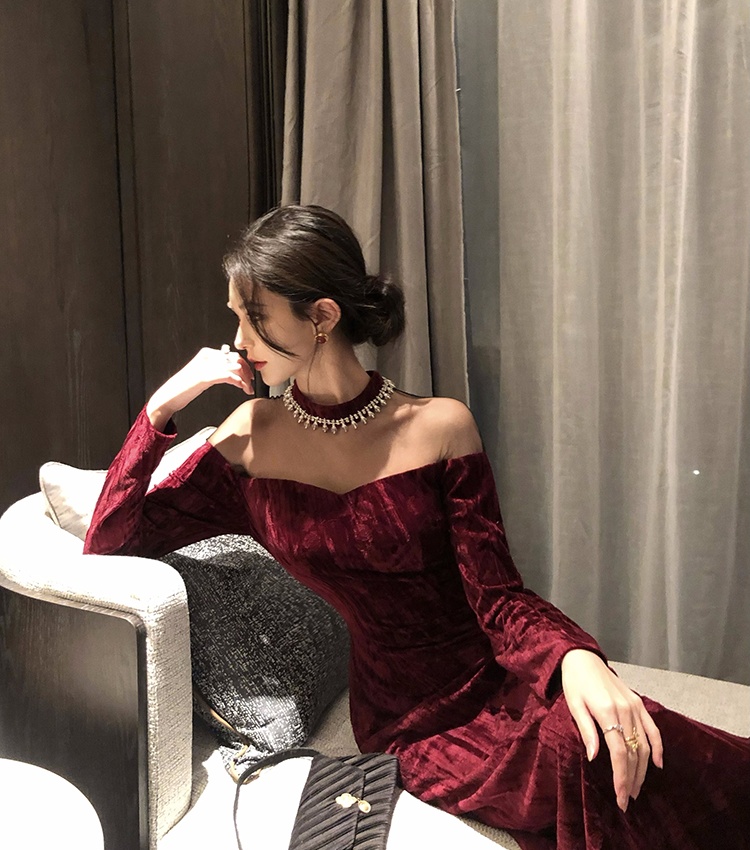 Slim elegant formal dress rhinestone long evening dress