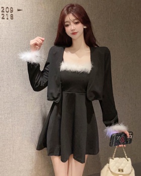 Temperament elmo coat bottoming dress 2pcs set