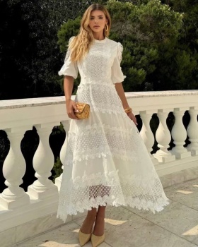 France style spring dress short sleeve temperament long dress