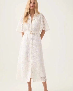 Temperament single-breasted dress lace long dress