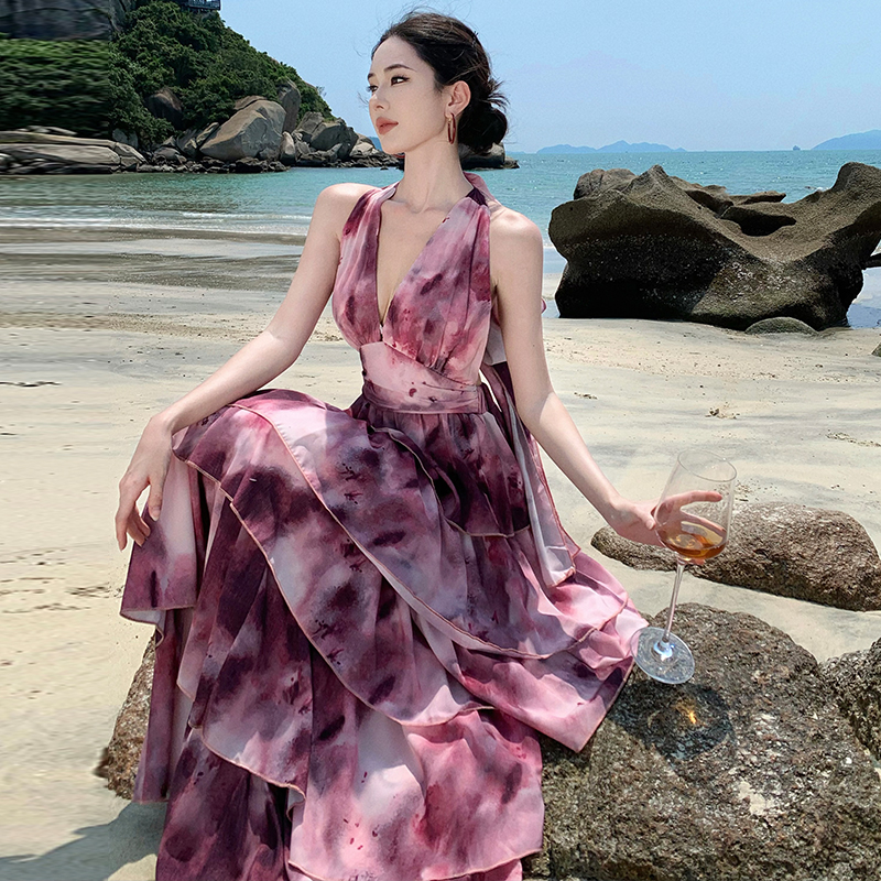 Vacation halter dress Thailand seaside beach dress