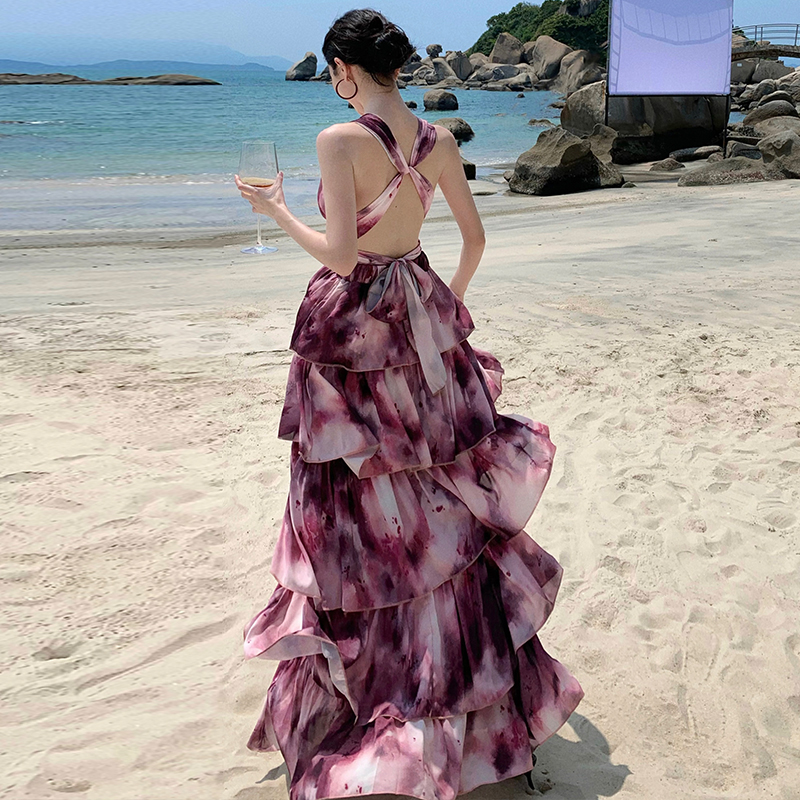 Vacation halter dress Thailand seaside beach dress