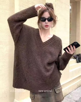 V-neck lazy tops autumn and winter sweater for women