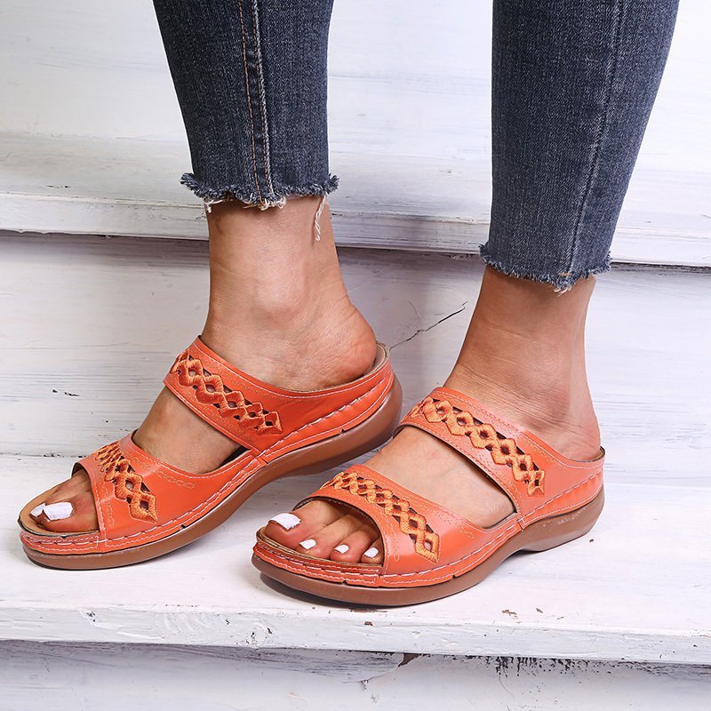 Breathable embroidery sandals simple slippers for women