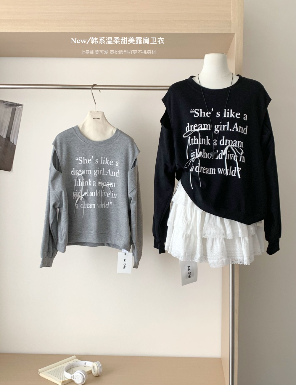 Letters Korean style pure cotton printing tops