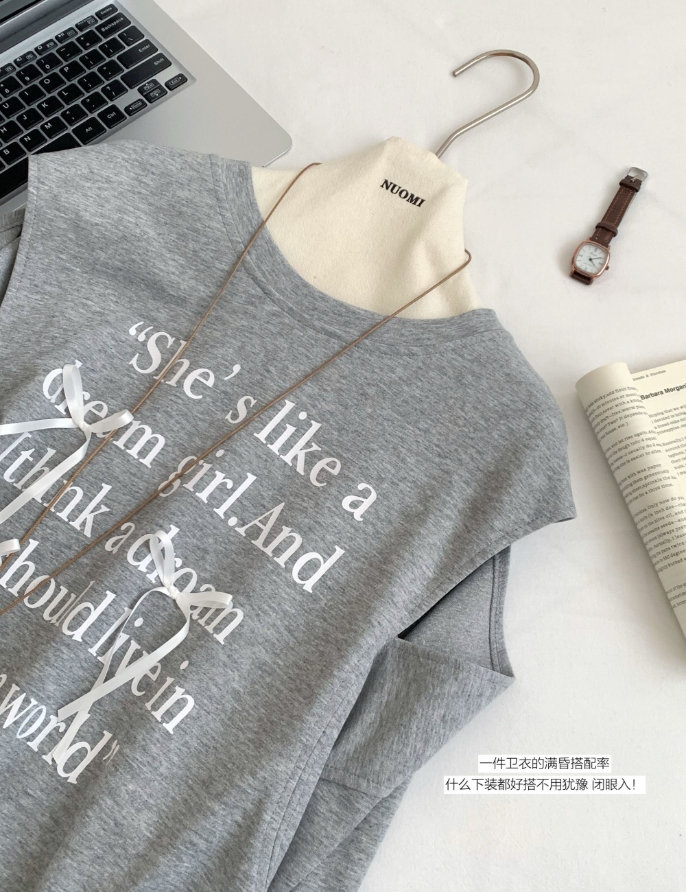 Letters Korean style pure cotton printing tops