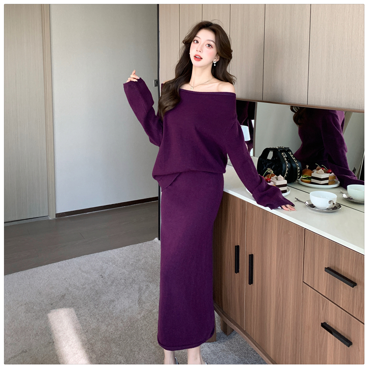 Package hip skirt sweater 2pcs set for women