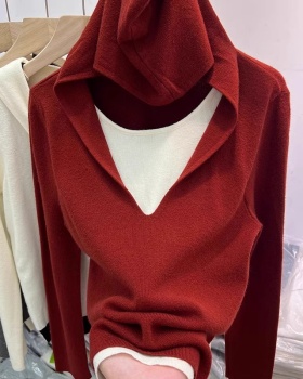 Wears outside hooded sweater autumn and winter tops for women