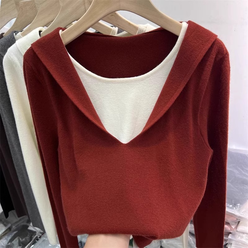 Wears outside hooded sweater autumn and winter tops for women