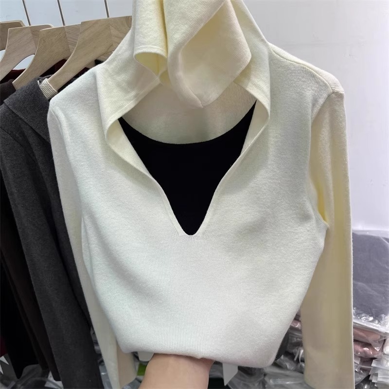 Wears outside hooded sweater autumn and winter tops for women