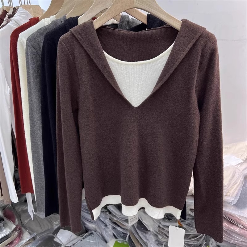 Wears outside hooded sweater autumn and winter tops for women