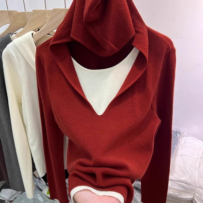 Wears outside hooded sweater autumn and winter tops for women