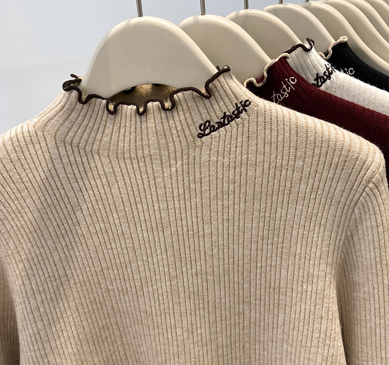 Letters wood ear tops pullover sweater for women