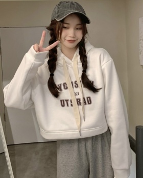 Long sleeve letters hoodie printing short tops