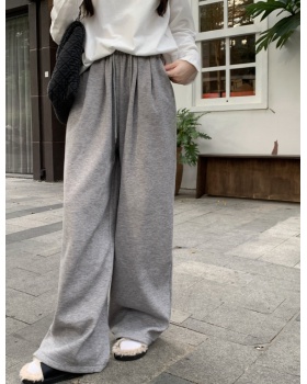 Drawstring slim wide leg pants all-match drape pants for women