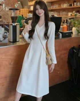 Retro dress pinched waist long dress for women