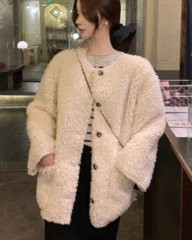 Casual winter all-match simple fur coat for women