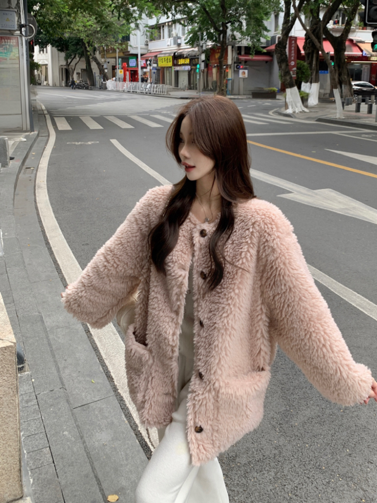 Casual winter all-match simple fur coat for women