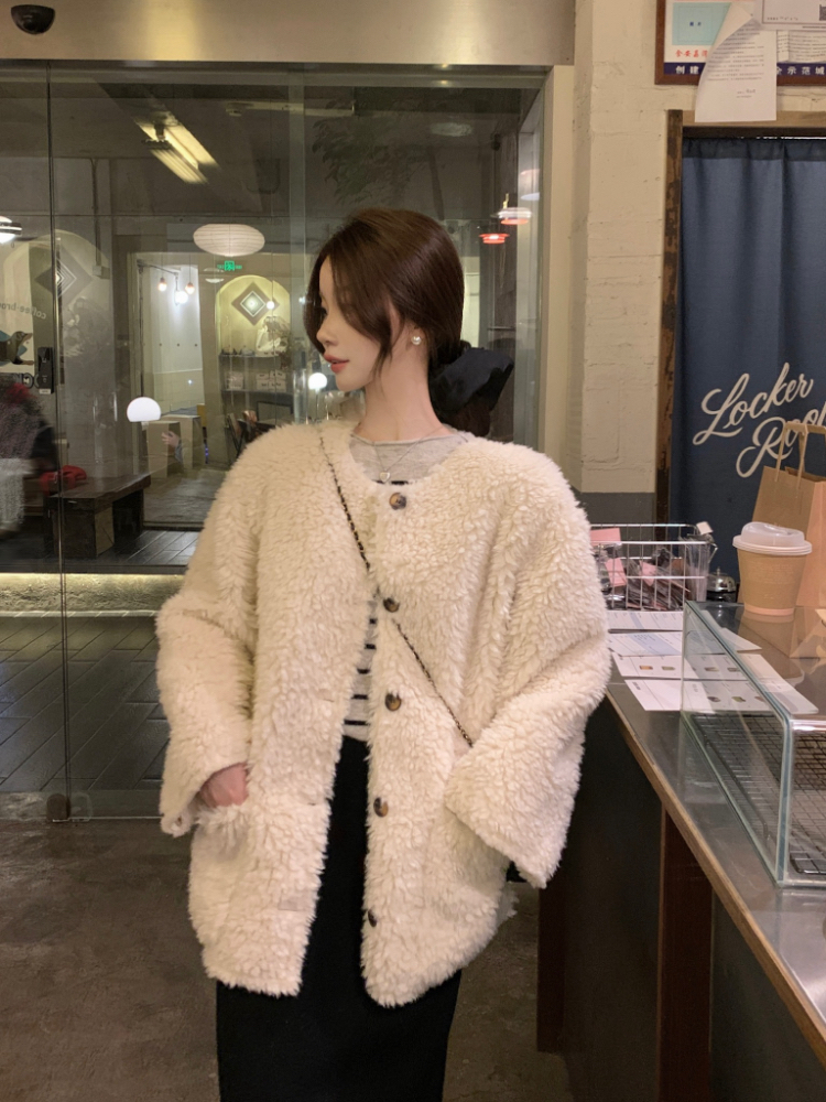 Casual winter all-match simple fur coat for women