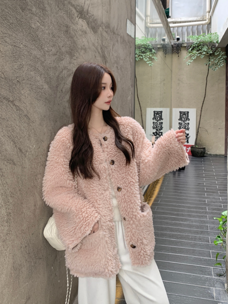 Casual winter all-match simple fur coat for women