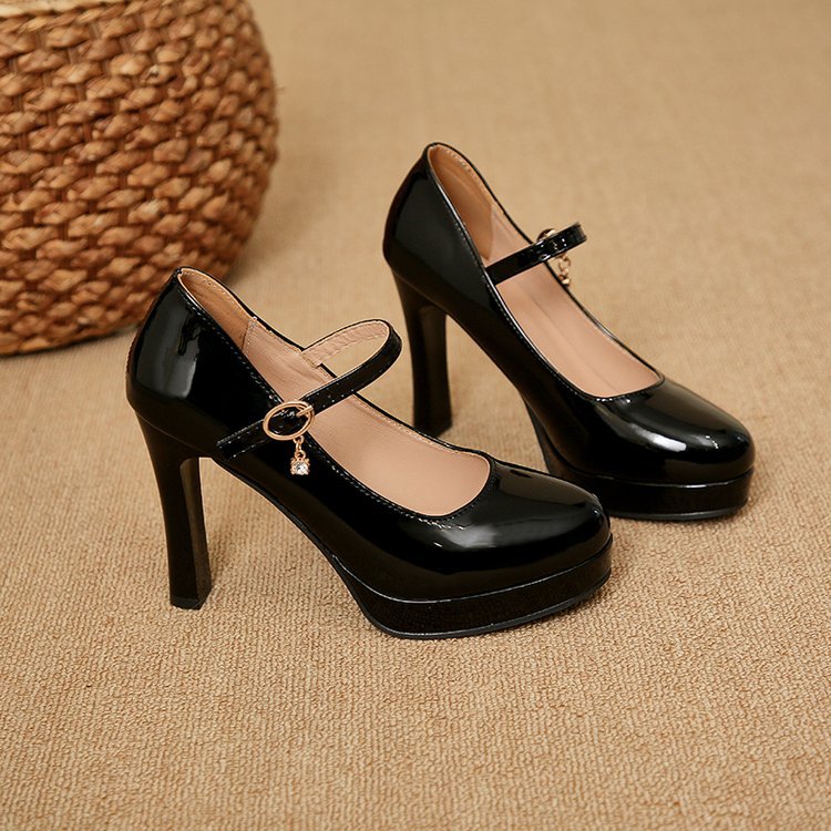 Patent leather platform fashion high-heeled shoes