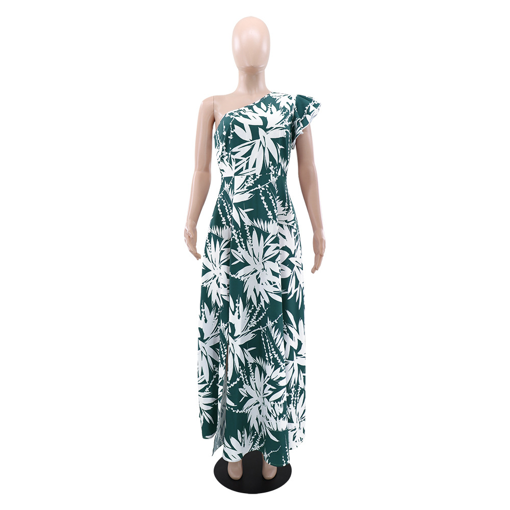 Fashion European style dress lotus leaf edges long dress