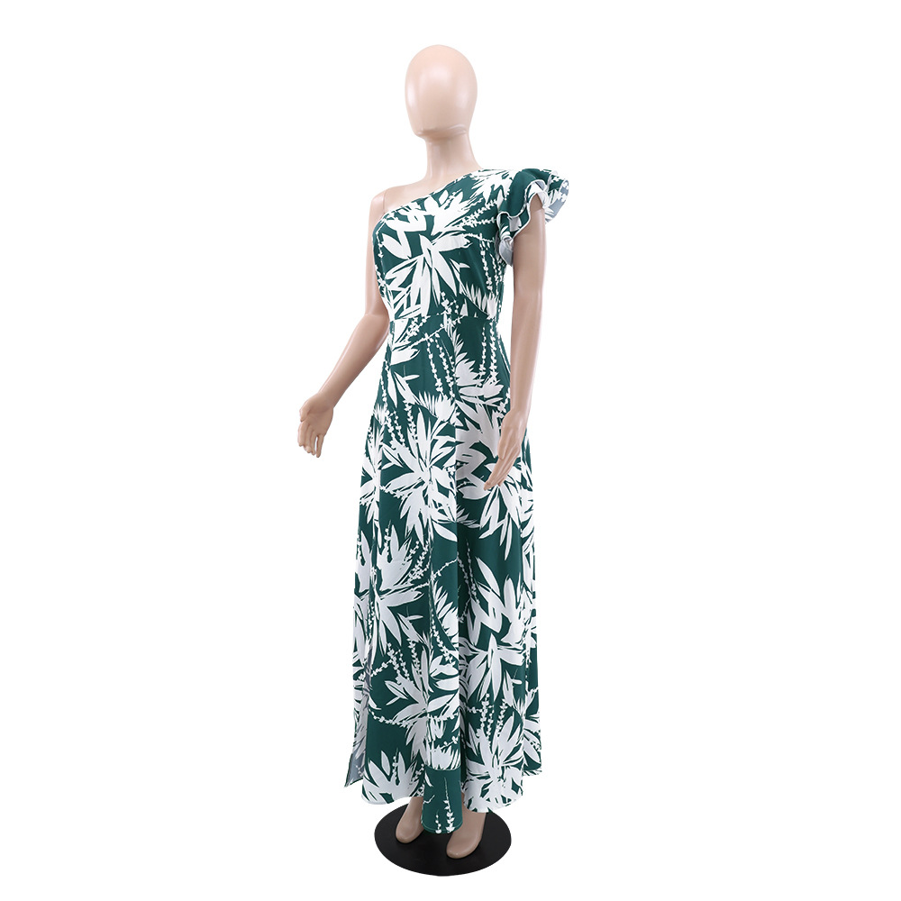 Fashion European style dress lotus leaf edges long dress